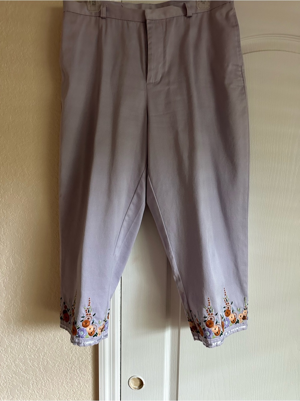 Moda Internet Lavender Embroidered Hem Women Pant